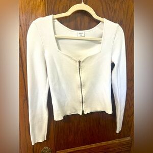 Abercrombie & Fitch Zip-Up Notch-Neck Slim Top